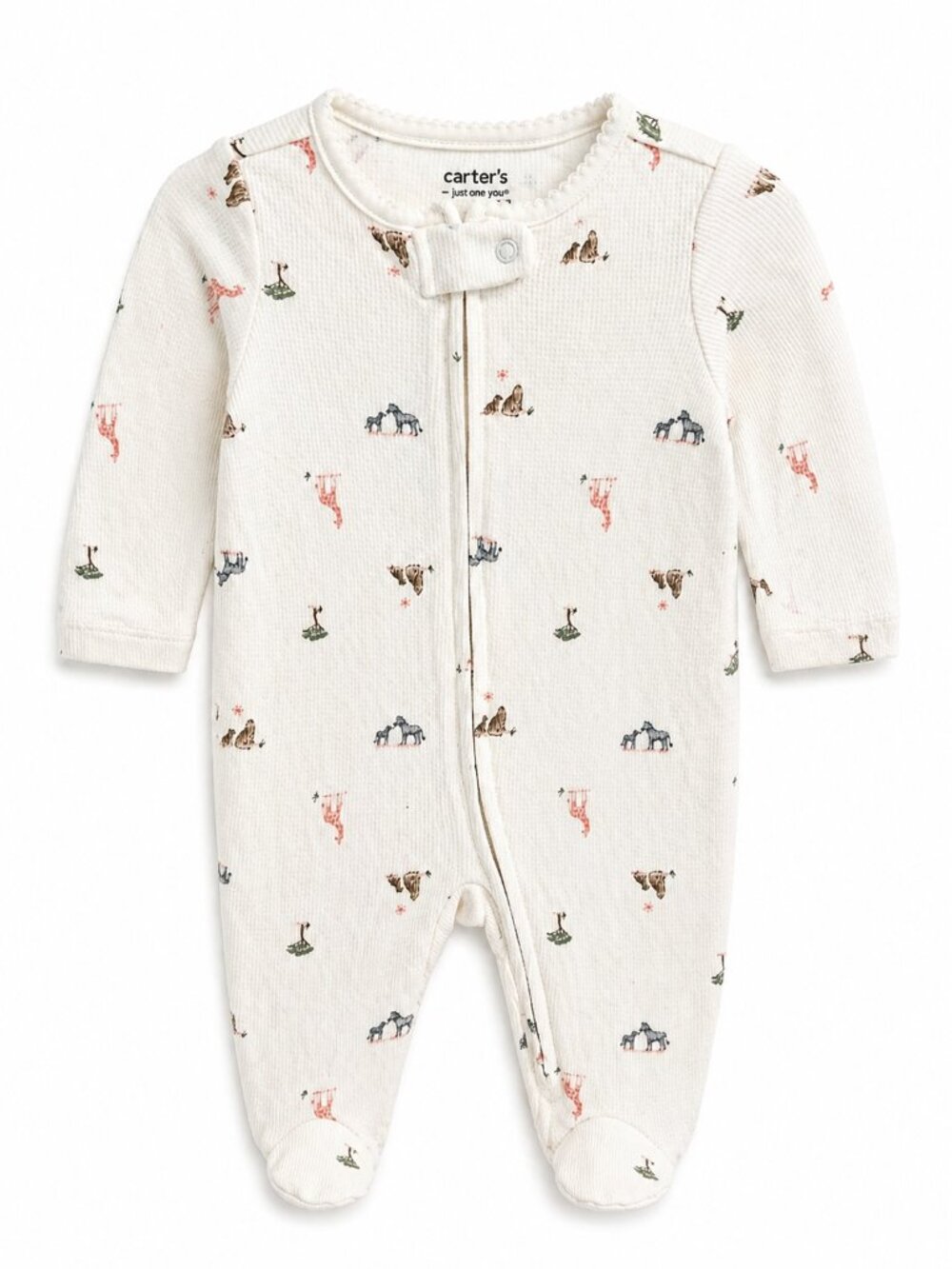 NWT Carter’s Baby Boy Footed Sleeper 6M Mama & Baby Animal Print 2-Way Zipper - Picture 2 of 3